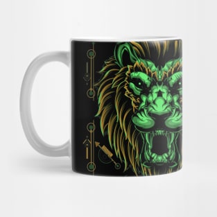 Geometric Fierce Green Lion Mug